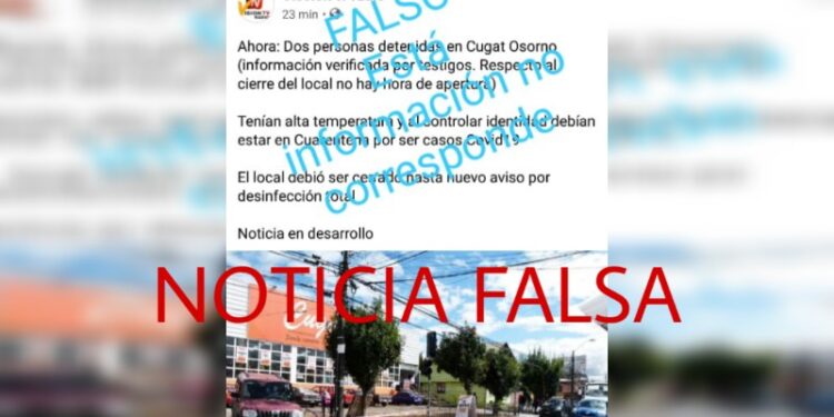 ACLARACIÓN POR NOTICIA FALSA QUE AFECTÓ A SUPERMERCADO CUGAT DE OSORNO
