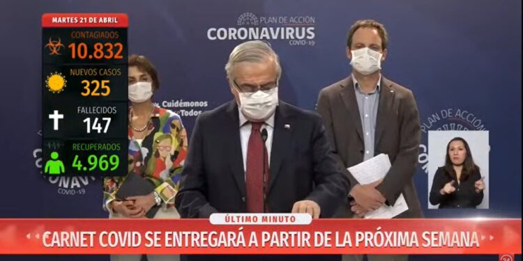 Ministro de Salud encabeza este martes un nuevo balance diario por coronavirus en Chile
