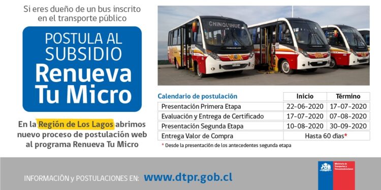 Inicia postulación al  programa Renueva Tu Micro del MTT