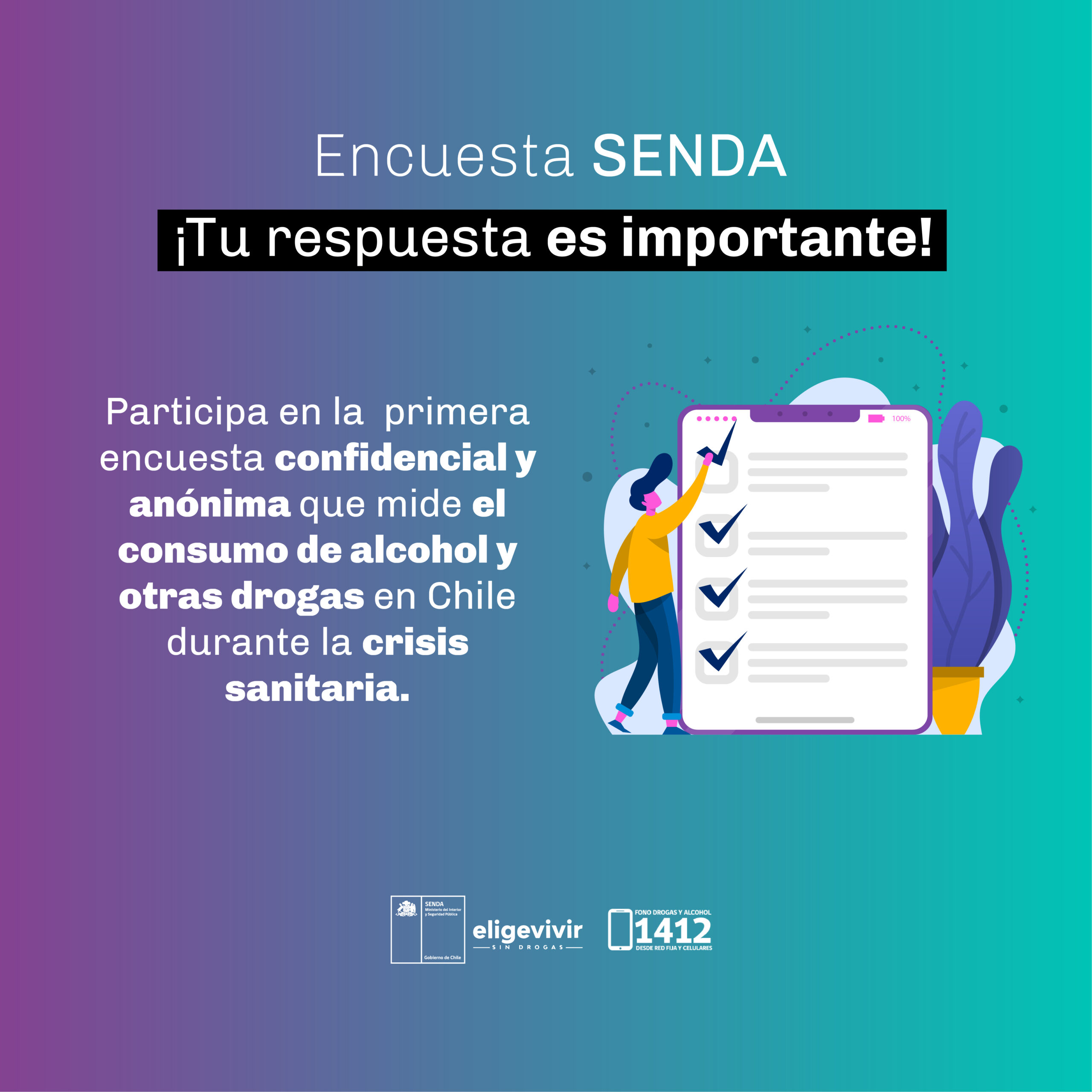 Senda Los Lagos invita a participar en primera encuesta sobre consumo de alcohol y otras drogas en emergencia sanitaria