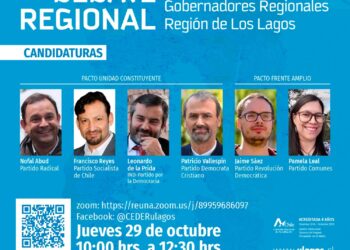 Importante debate con los protagonistas a candidatos a Gobernadores Regionales de la Región de Los Lagos se llevará a cabo este jueves 29 de octubre.