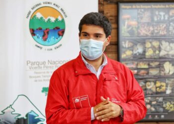 Ministro de Bienes Nacionales presentó Visor Parques Nacionales en el Volcán Osorno.