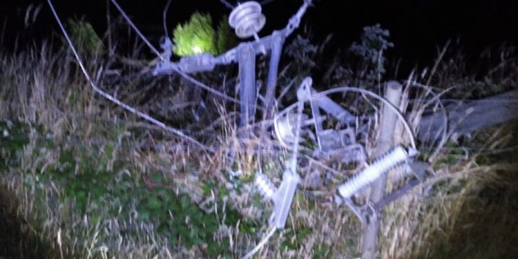 Camión arrastra 4 postes en la Ruta 5 y provoca corte de energía entre Osorno y Frutillar