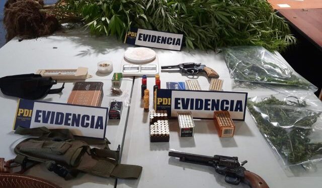 BICRIM de La Unión detuvo a hombre quien tenía en su domicilio 5 plantas de cannabis y armas de fuego
