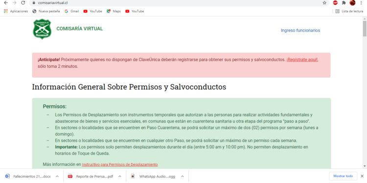 Se terminan los permisos de desplazamiento los días sábado domingo y festivos