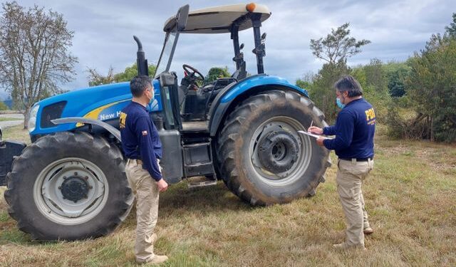 PDI detiene a un hombre y recupera un tractor robado en la región de Los Ríos
