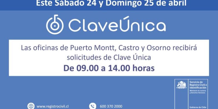 En Osorno, Puerto Montt y Castro el Registro Civil recibirá solicitudes de “Clave Única” en sus oficinas