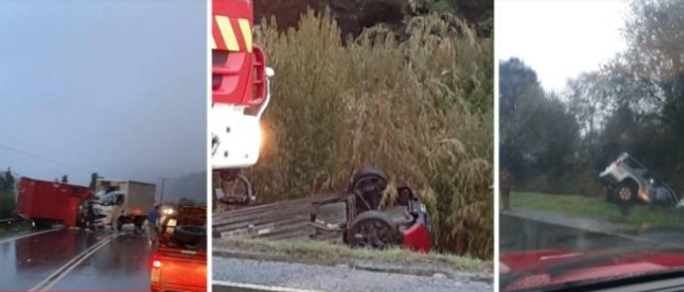 Ruta resbaladiza provoca serie de accidentes en ruta Paillaco-Valdivia
