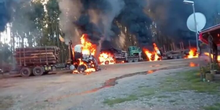 Nuevo ataque incendiario afectó a dos máquinas y camión en ruta Loncoche- Villarrica
