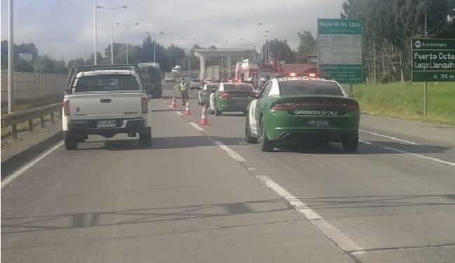 Derrame de ácido Clorhídrico provocó largos tacos en Ruta 5 Sur