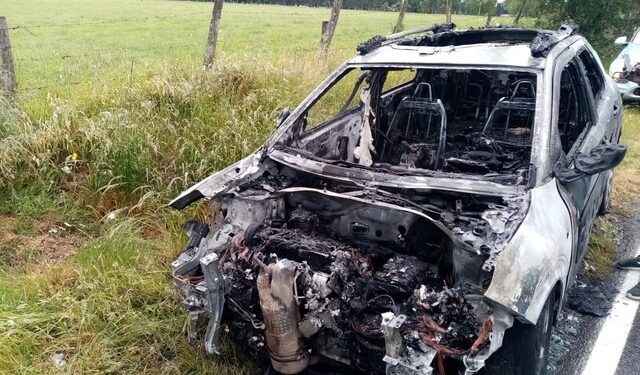 Automóvil ardió mientras se desplazaba por ruta a Puerto Octay