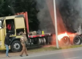 Camión se incendió en ruta que une a Río Bueno con Osorno 