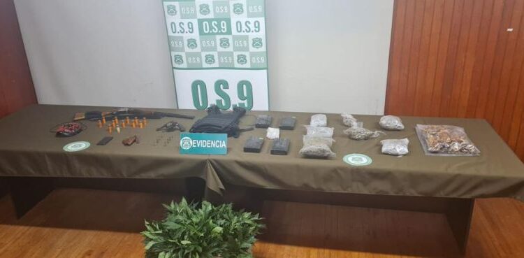 Detienen a sujeto con 4 kilos de cocaína, arma de fuego y hongos alucinógenos en Puerto Montt