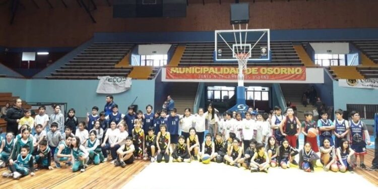 Organizan encuentro escolar de básquetbol mini en Osorno 