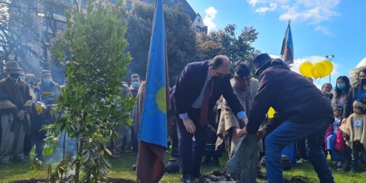 Municipio de Osorno encabezó colocación de primera piedra de escultura en plaza de Armas