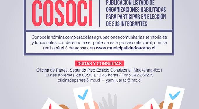 Osorno: Publican listado de organizaciones sociales habilitadas para elección de nuevo Cosoci 