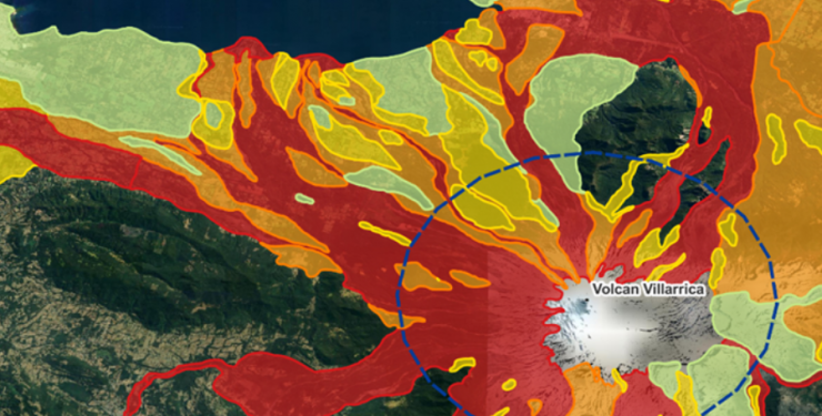 Volcán Villarrica: 57 mil hectáreas y 21 mil inmuebles estarían en riesgo alto ante una posible erupción