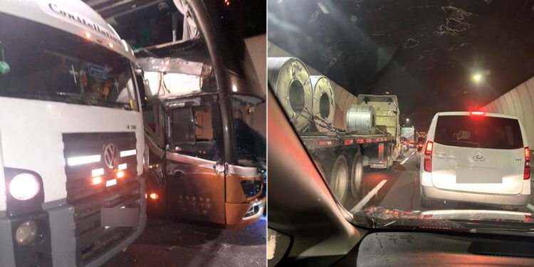 Un bus y al menos tres camiones chocan en túnel Zapata: una persona falleció