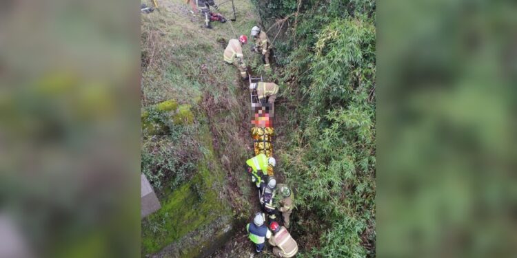 Camión cae de puente hacia río Llollelhue en La Unión: rescatan a conductor