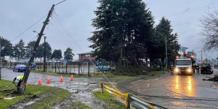 Saesa trabaja en terreno durante el desarrollo de temporal de viento y lluvia en la provincia de Osorno