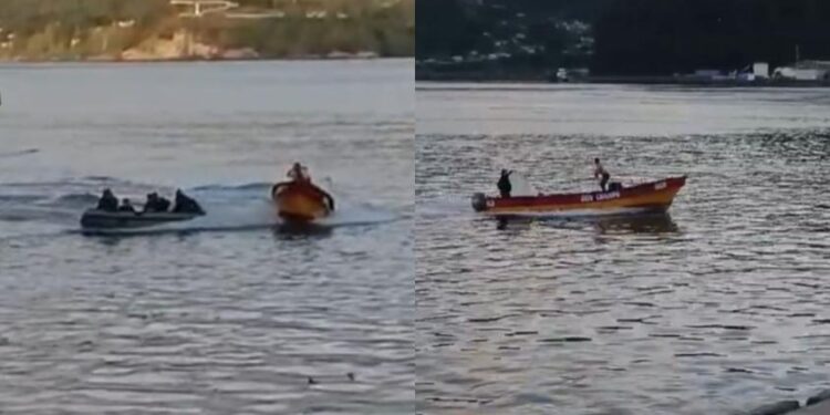 Captan cinematográfica persecución en lancha por bahía de Corral