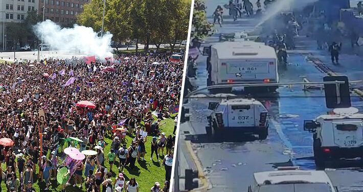 8M: Carabineros informa desórdenes y barricadas al cierre de marcha en centro de Santiago