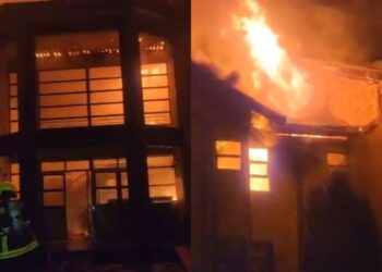 Voraz incendio destruye Liceo Hornopirén de Hualaihué: Bombero resultó herido