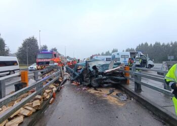 Purranque: Camioneta cargada con leña impactó violentamente contra peaje en ruta 5 sur