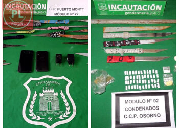 Incautan armas, celulares y droga en allanamientos en los penales de Puerto Montt y Osorno