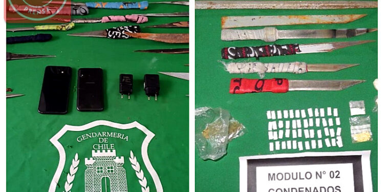 Incautan armas, celulares y droga en allanamientos en los penales de Puerto Montt y Osorno