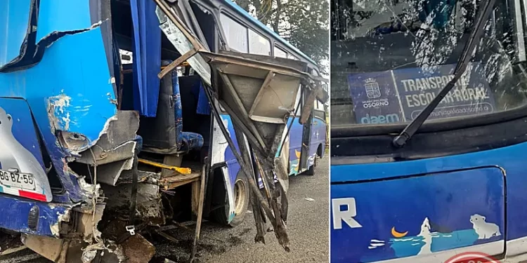Osorno: Colisión entre transporte escolar rural y camioneta en Ruta U-55
