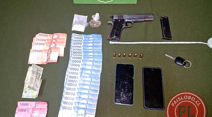 Carabineros detiene a sujeto con arma de grueso calibre y drogas en Llanquihue